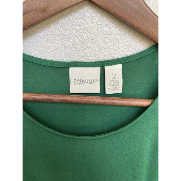 Chicos zenergy green cold shoulder tunic long sleeve casual athletic size 2 - Picture 3 of 5